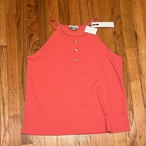 Stylish Coral Tank Top with Button Details